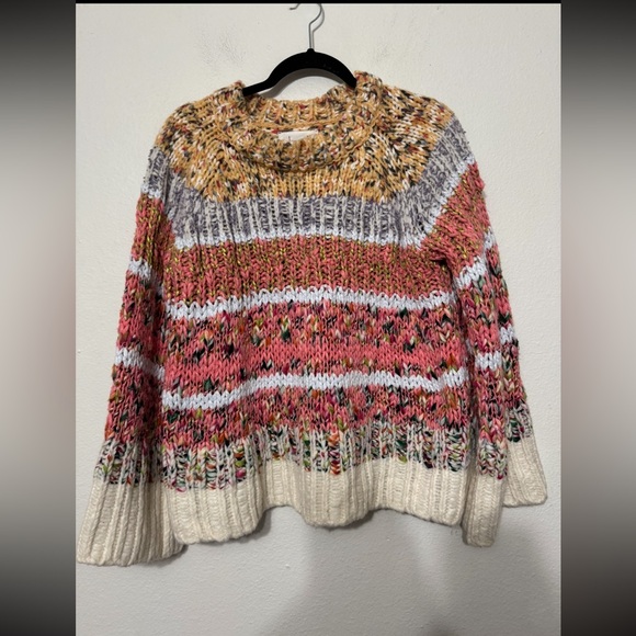 Anthropologie Kahlo Chunky Striped Jumper Sweater Alpaca Wool Blend Size Medium - Picture 5 of 11